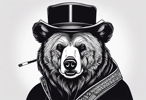 bear with hat smoking a cigarette tattoo idea