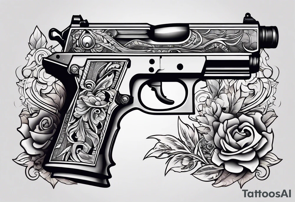 The letters AR with pistols on each side tattoo idea