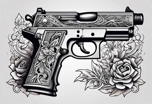 The letters AR with pistols on each side tattoo idea