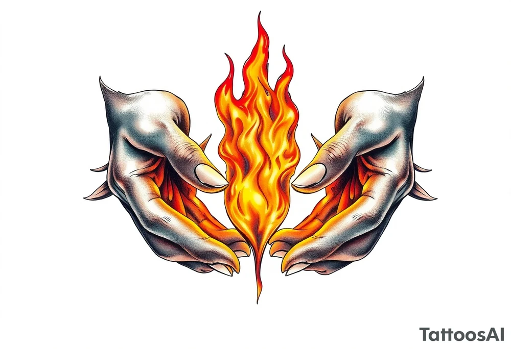 Fire between hands tattoo idea