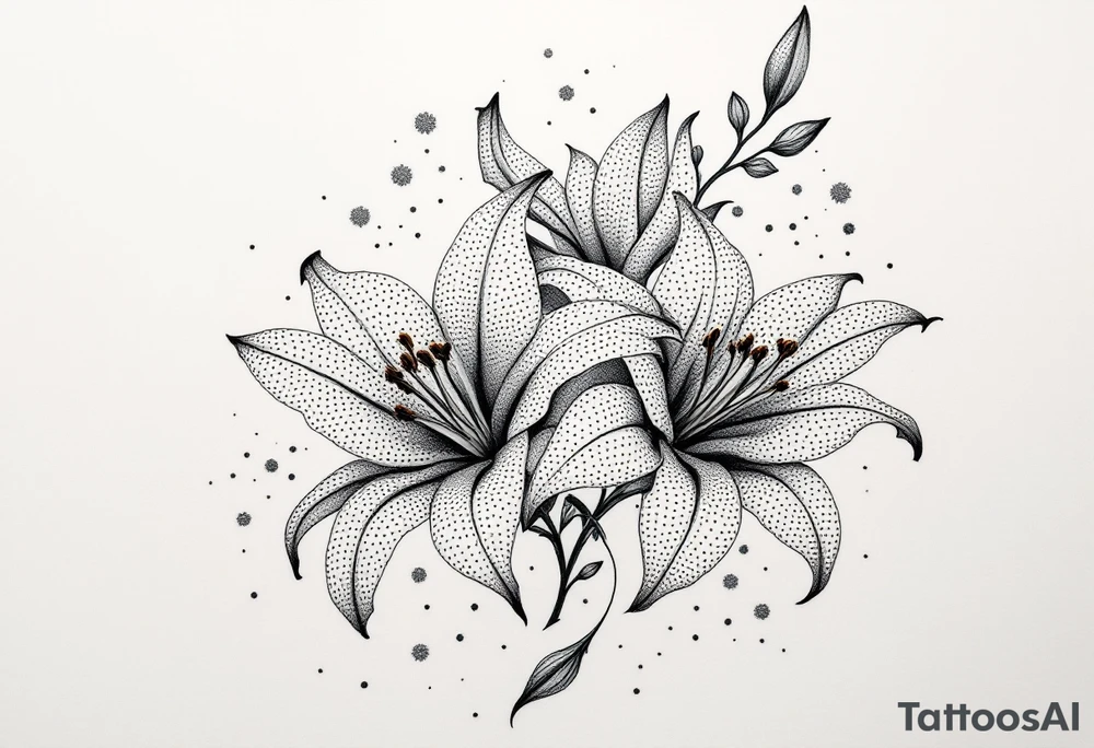 delicate lilies in frost with petals tattoo idea