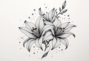 delicate lilies in frost with petals tattoo idea