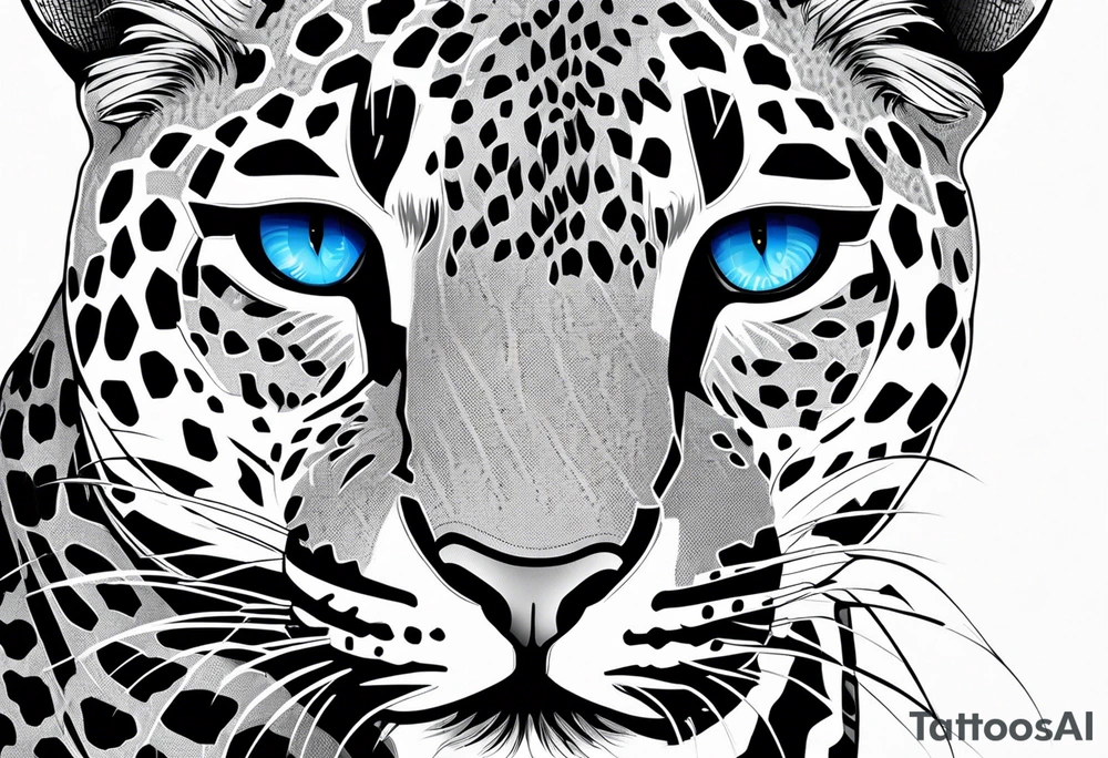 young leopard with blue eyes tattoo idea