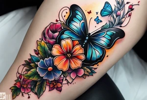 A book forearm tattoo with flowers and butterflies tattoo idea