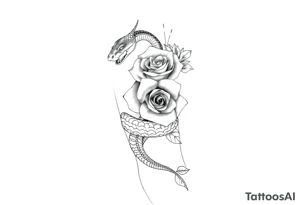 Snake with rose tattoo idea