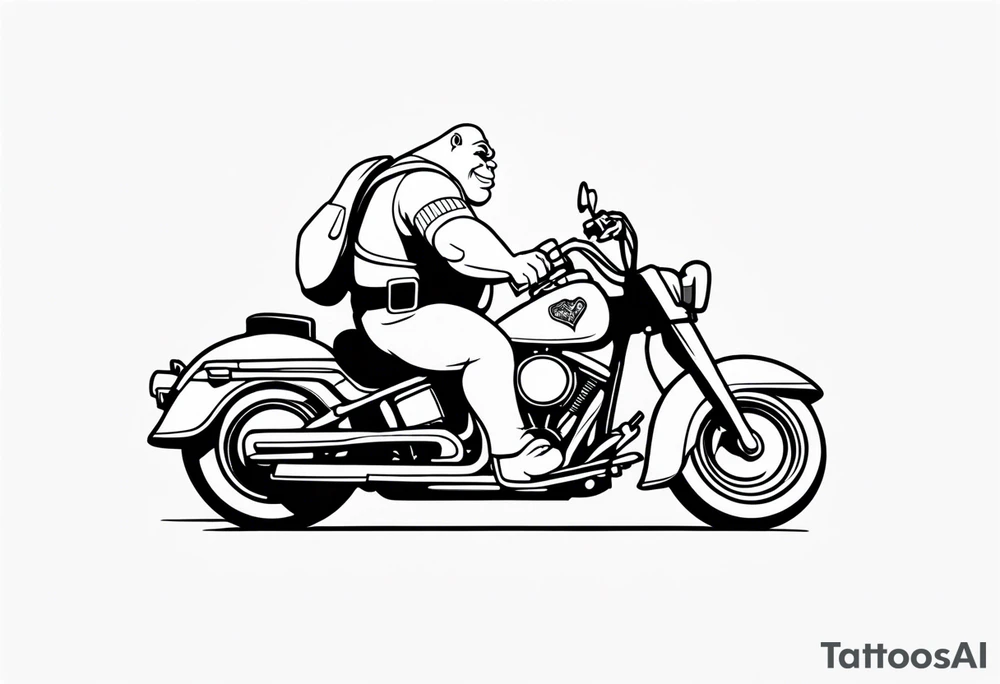 Shrek riding a Harley davidson tattoo idea