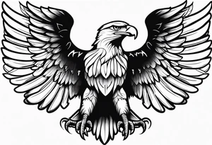 realistic eagle full body  sit face front closed wings tattoo idea