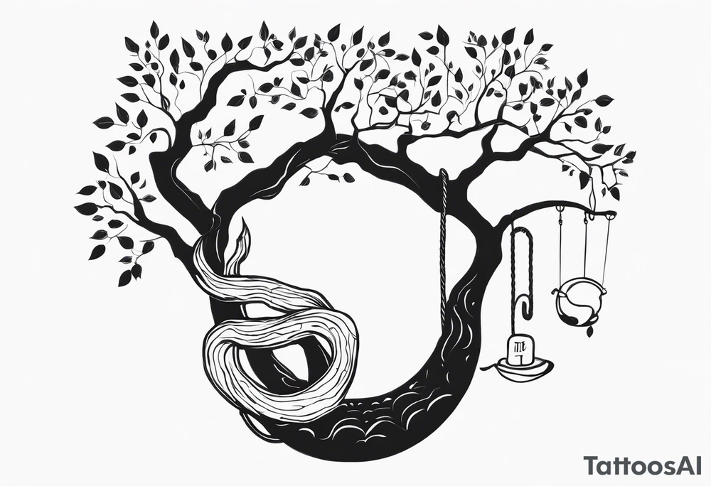 Serpent in a tree with the quote “ if I cannot bed the will of heaven, then I shall move hell” tattoo idea