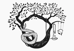 Serpent in a tree with the quote “ if I cannot bed the will of heaven, then I shall move hell” tattoo idea