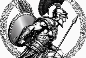 Spartan warrior holding a spear pointing at enemy tattoo idea