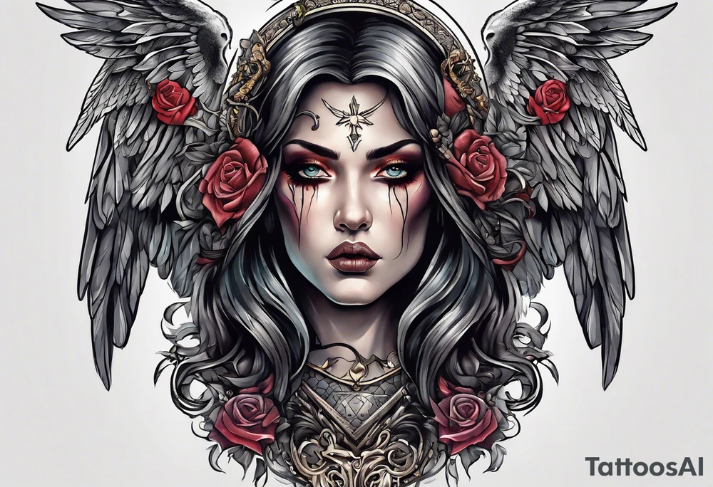 portrait of the biblical angel of death tattoo idea