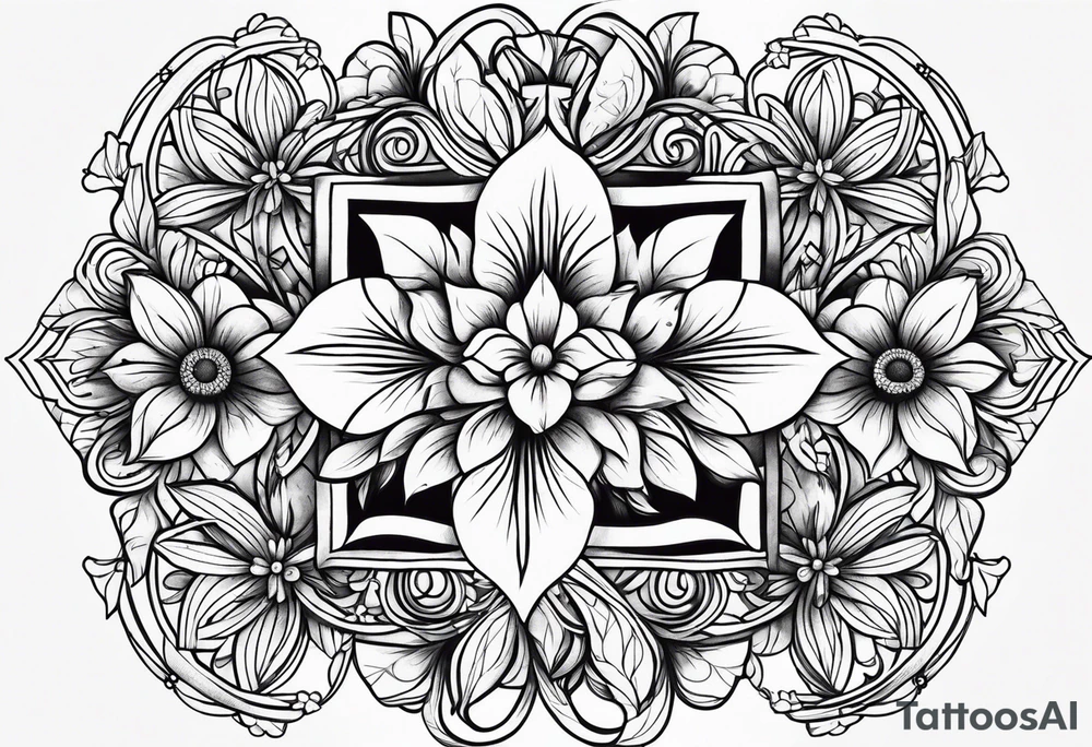 ornaments of flowers tattoo idea