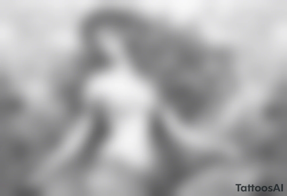 Goddess Venus full body standing in ocean tattoo idea