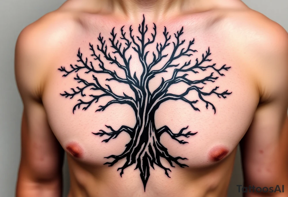 Tree withe crowns ate the end of the branches tattoo idea