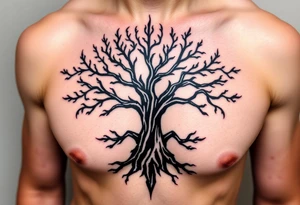 Tree withe crowns ate the end of the branches tattoo idea