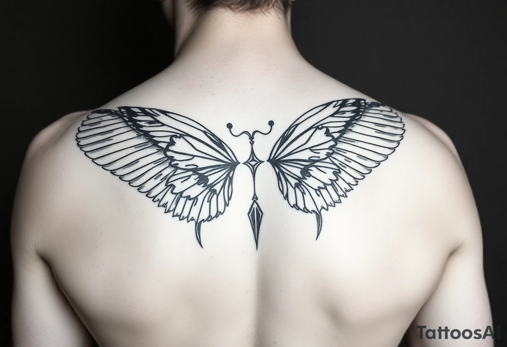 Cupid and psyche Greek mythology  inspired using angel wings and butterfly wings as core concepts- more illustrative and mythological for arm tattoo tattoo idea