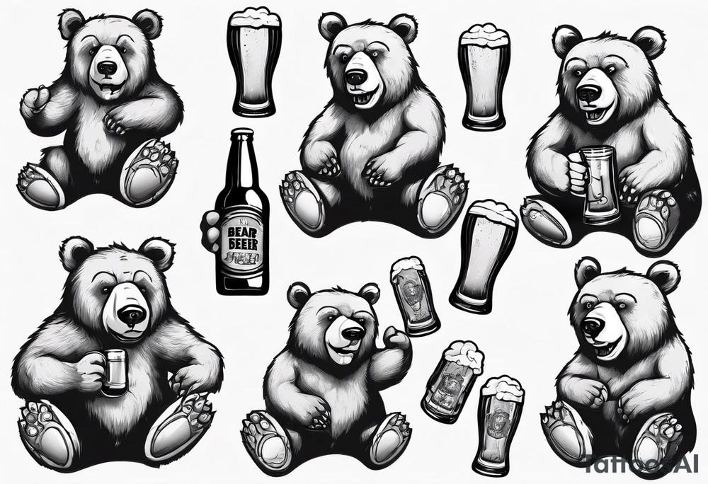 bear with a beer tattoo idea
