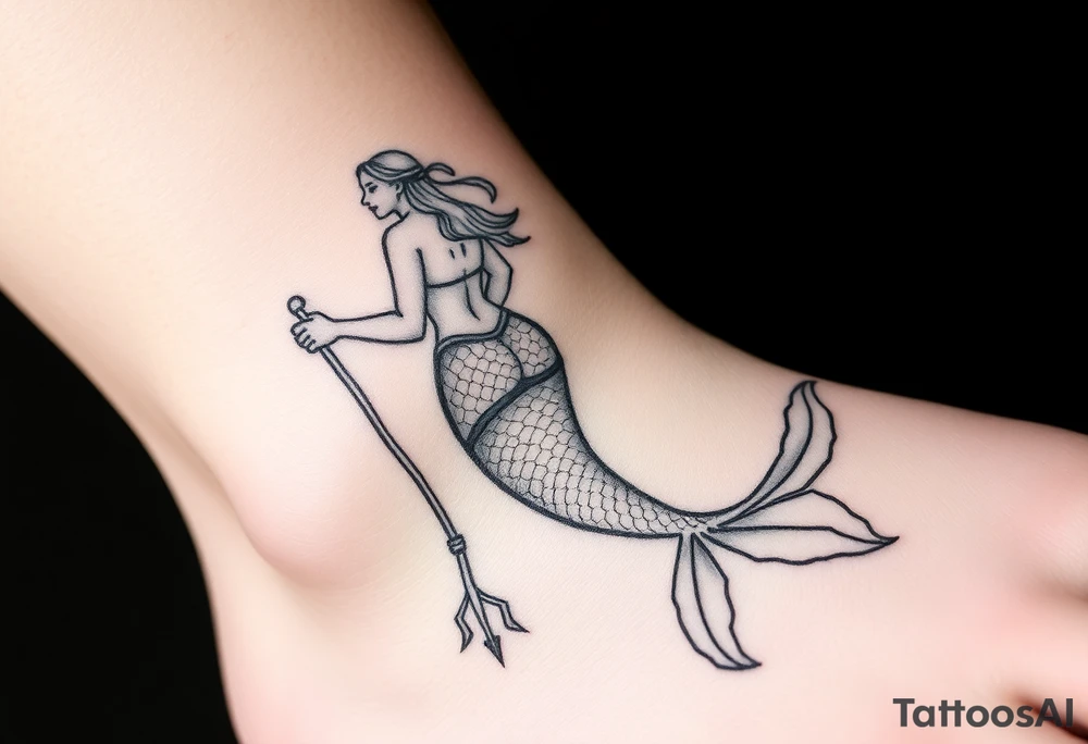 Mermaid with crutches tail tattoo idea