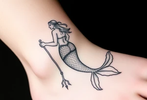 Mermaid with crutches tail tattoo idea