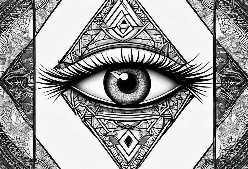 Most protective symbol in the world thirds eye layered through the design where is looks like your seeing through the fabric of reality tattoo idea