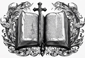 The symbol of Matthias a open Bible and a battle Axe tattoo idea