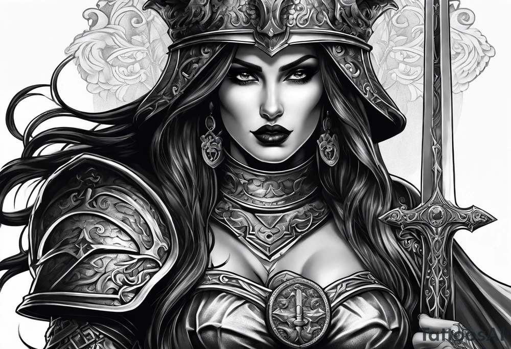 roman soldier lady death tattoo idea