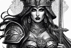 roman soldier lady death tattoo idea