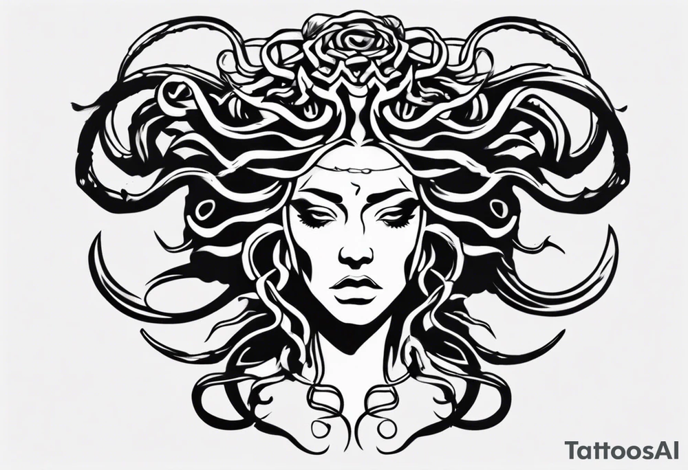 Medusa front profile tattoo idea