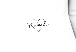 I want (Ti Amo L)in a small heart shape to fit on my ribs feminine tattoo idea