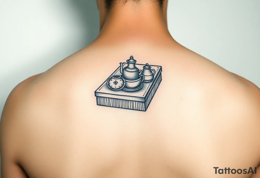 Old school hotel matchbook with fine china on the cover tattoo idea