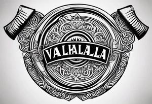 Valhalla round shield 
 axe strength tattoo idea