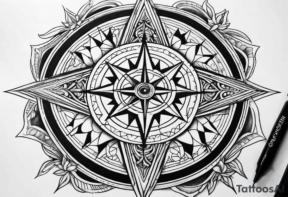 Bisexual compass rose tattoo idea