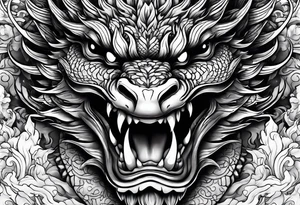dragon mask fire tattoo idea