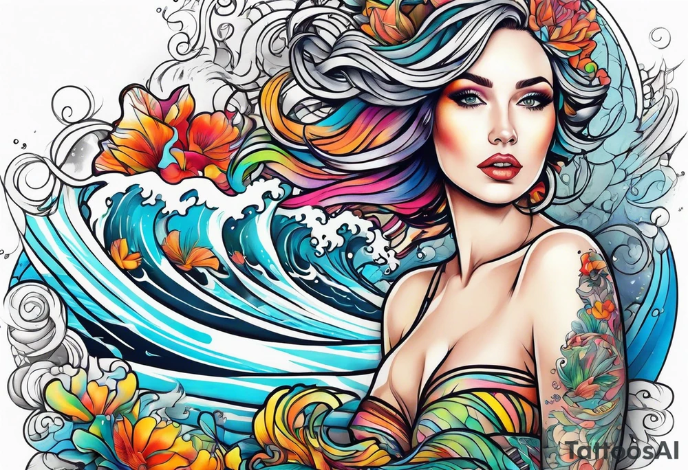 Woman swimming tattoo idea