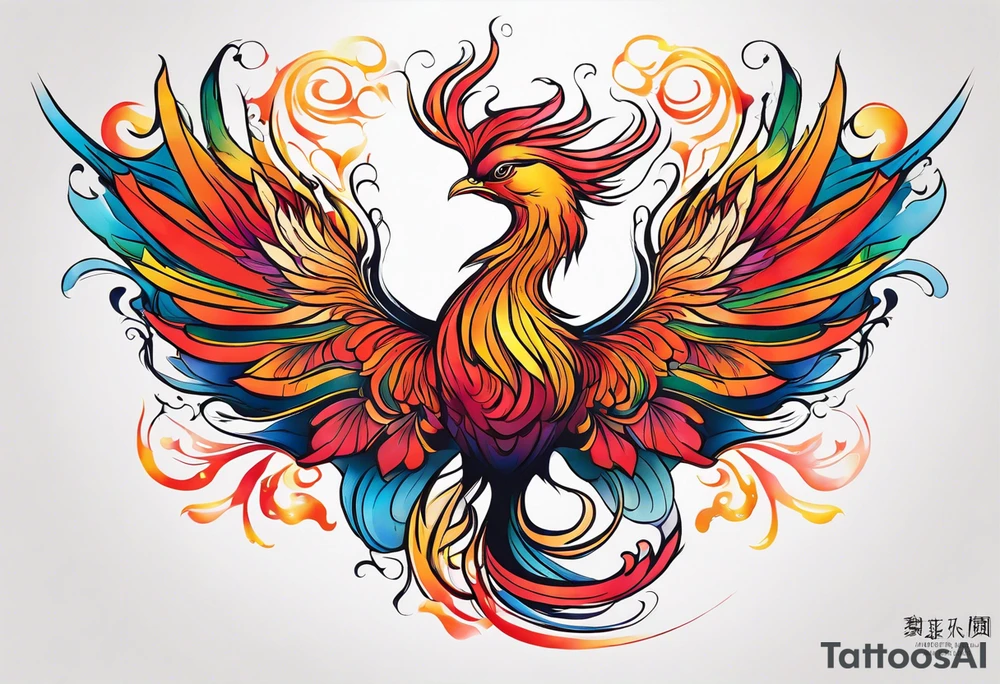Colorful Phoenix tattoo idea