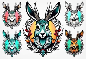 neo traditional jackelope tattoo idea