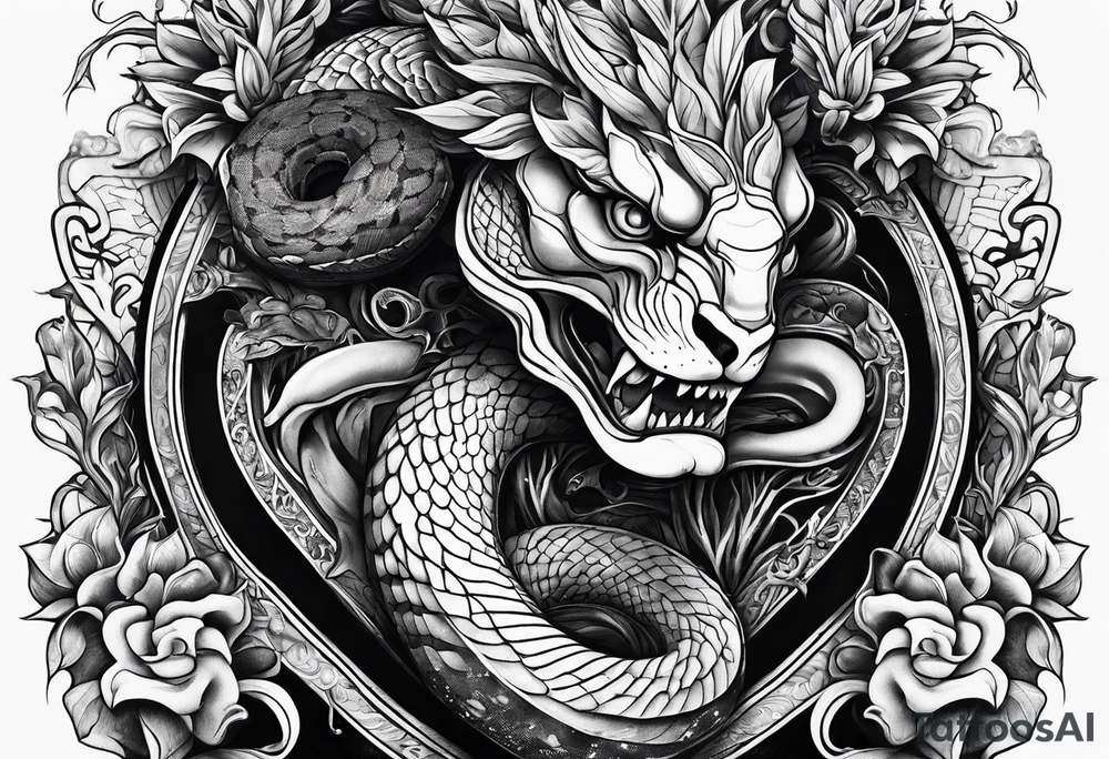 Snake eating human heart tattoo idea