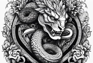Snake eating human heart tattoo idea