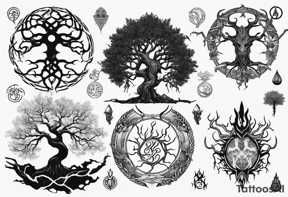 Yggdrasil with Nidhogg tattoo idea