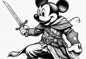 mickey mouse as assassins creed with hidden blade tattoo idea