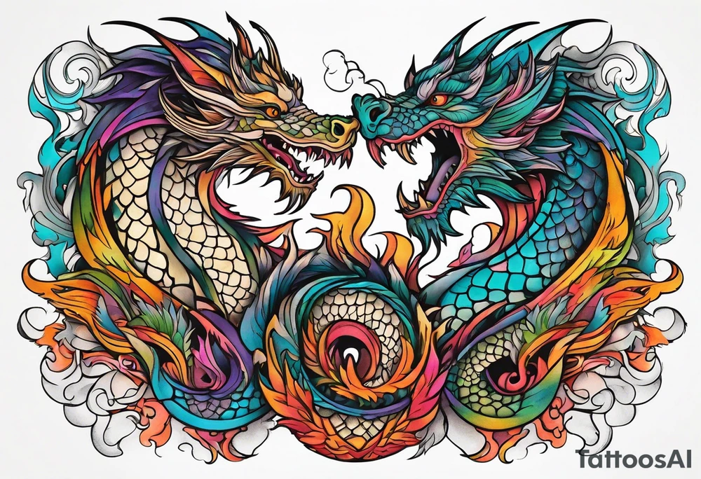 roaring dragons tattoo idea