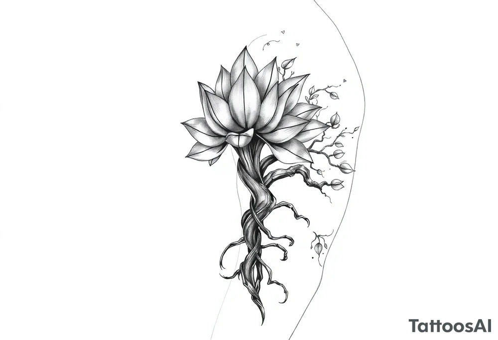 Lotus flower and tree of life tattoo idea