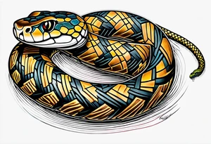 American traditional rattle snake tattoo idea