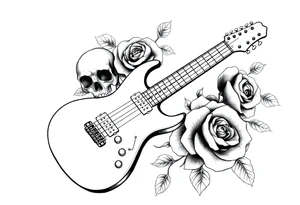 Electric guitar with skulls and roses tattoo idea