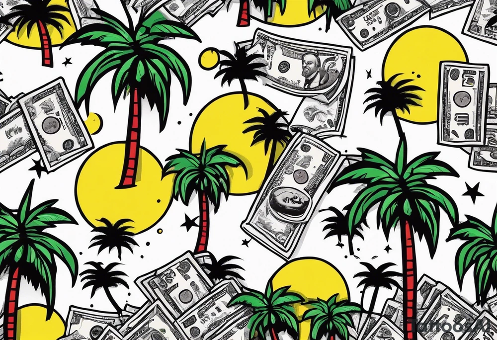 Palm trees, money tattoo idea