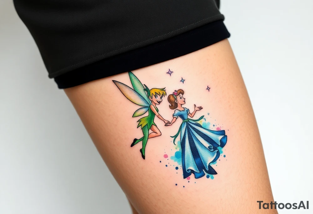 Walt Disney   tinker bell and winer tinker bell  Peter  Pan and   Wendy Darling tattoo idea