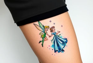 Walt Disney   tinker bell and winer tinker bell  Peter  Pan and   Wendy Darling tattoo idea