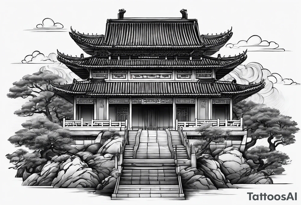 Chinese wall, realistic,chinese art, surroundings tattoo idea