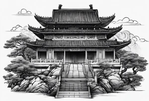Chinese wall, realistic,chinese art, surroundings tattoo idea