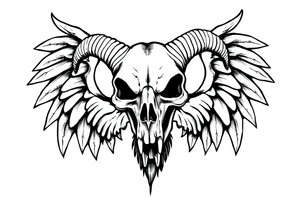 goat skull odd crying angel tattoo idea